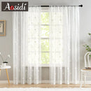 Voilage tulle brodé floral léger pour salon chambre