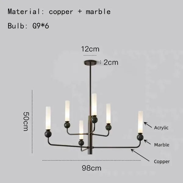 suspension en marbre et cuivre pour éclairage intérieur moderne - vue 16 sur 16