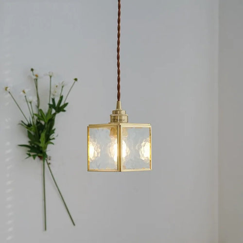 suspension vintage en cuivre avec verre pour éclairage intérieur - vue 5 sur 9