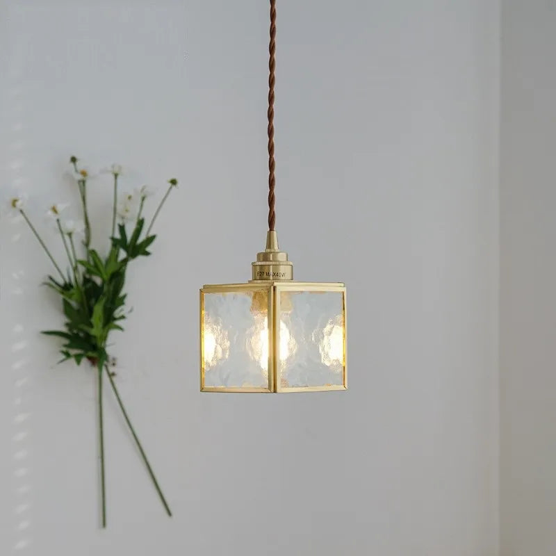suspension vintage en cuivre avec verre pour éclairage intérieur - vue 4 sur 9