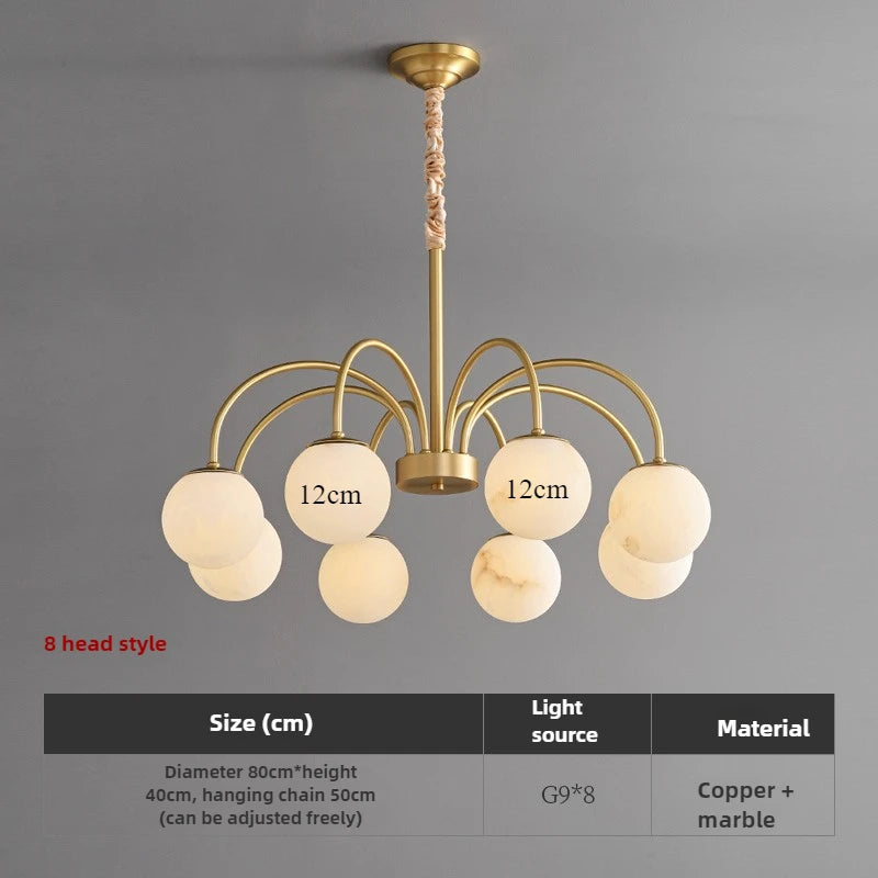 suspension moderne en cuivre et marbre naturel pour un éclairage luxueux - vue 7 sur 8