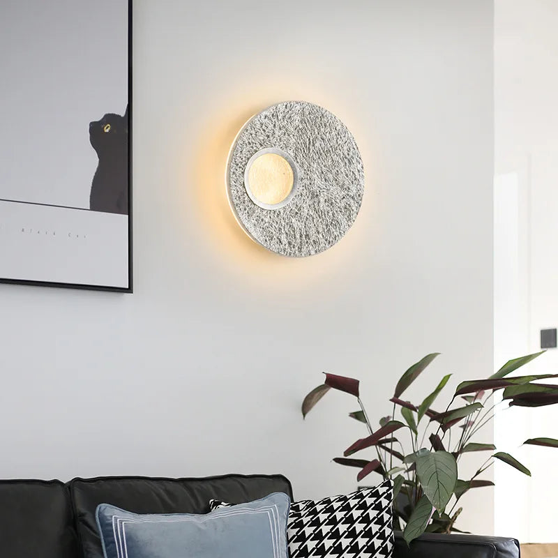 applique murale led design nordique en forme de lune en résine décorative - vue 4 sur 8