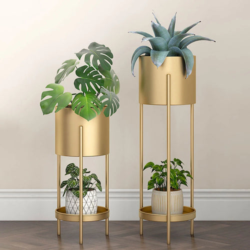 support de fleur en fer nordique à double couche pour intérieur et balcon - vue 2 sur 7