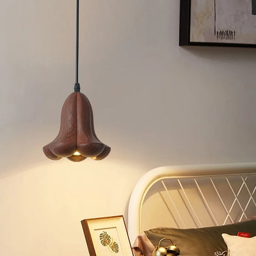 lustre en bois de noyer fait à la main décoration moderne nordique - vue 3 sur 11