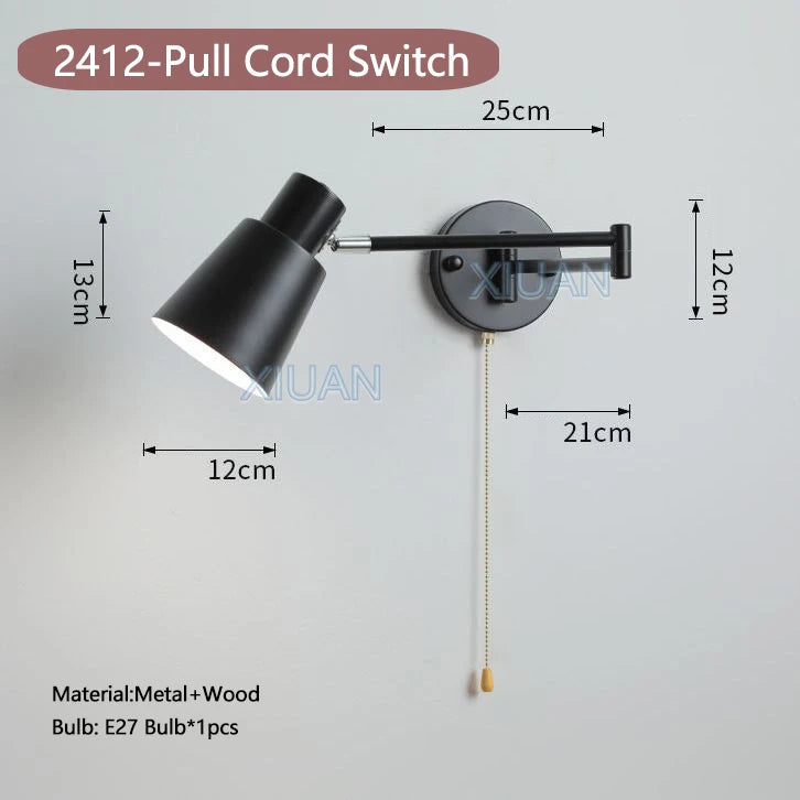 applique murale moderne bras pivotant led en tissu plissé métal - vue 8 sur 23