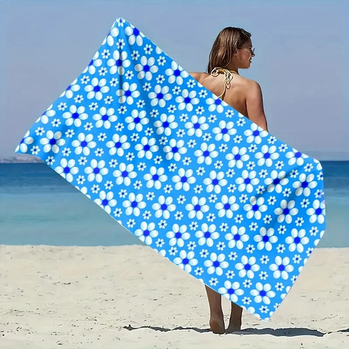 Serviette de plage microfibre motif floral vintage multiusage - vue 2 sur 7
