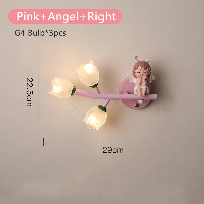 applique murale fille lapin g4 led fleur - vue 21 sur 22
