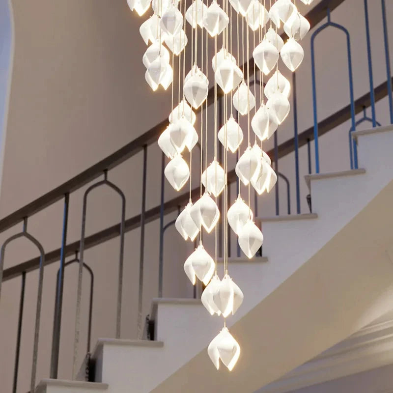 lustre duplex led en céramique magnolia pour hôtel et villa - vue 4 sur 15