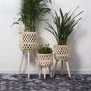 support de fleurs en rotin tressé pour décoration intérieure