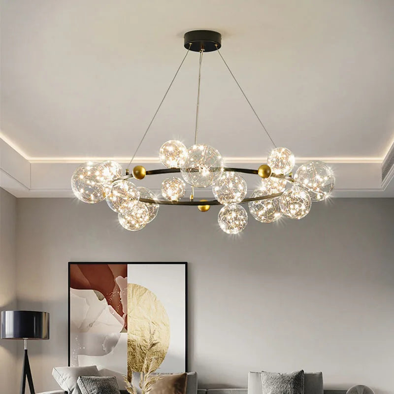lustre led ciel étoilé nordique boule de verre intensité variable - vue 3 sur 14