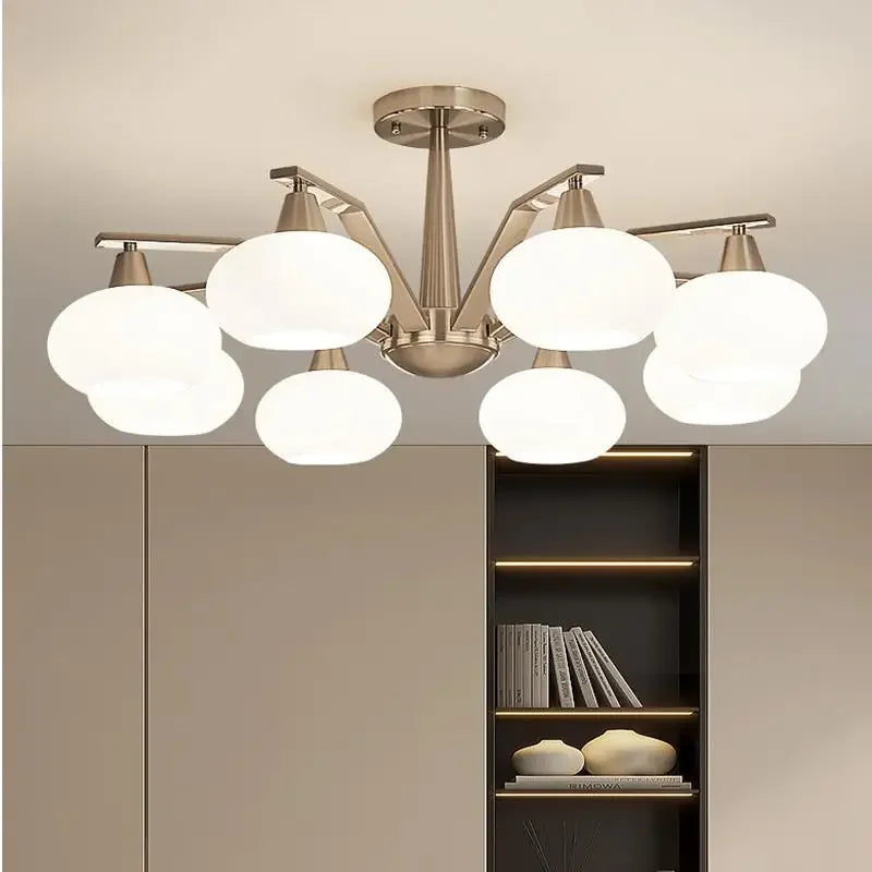 lustre moderne en métal avec éclairage led décoratif - vue 3 sur 12
