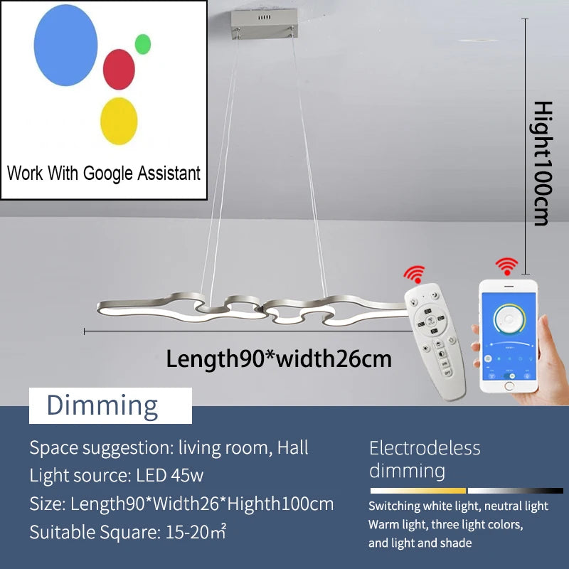Smart Home Alexa Google Home Modern LED Chandelier, Used For Living Rooms, Restaurants, Bars, Kitchens, Room Chandeliers, - vue 11 sur 12