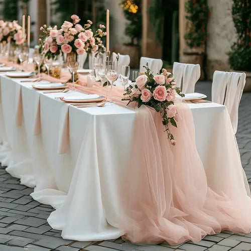 Chemin de table gaze transparente mariage décoration arche - vue 3 sur 6