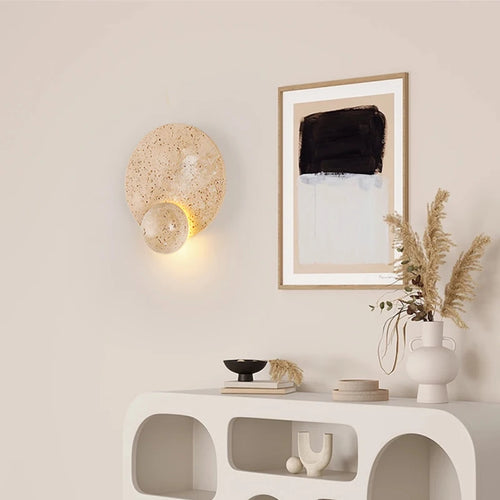 applique murale led en pierre naturelle ronde art déco - vue 4 sur 7