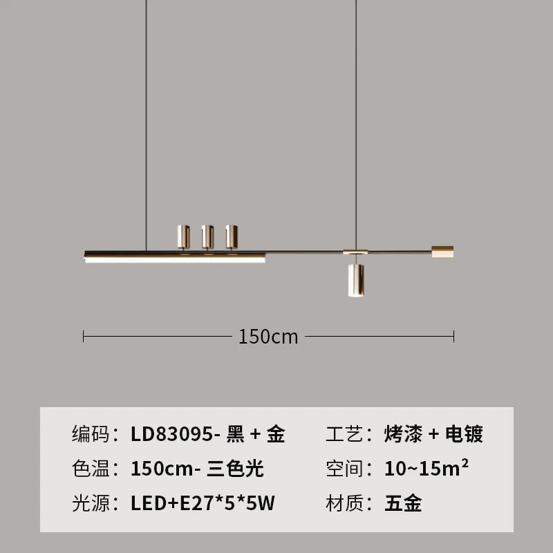 lustre minimaliste en métal pour éclairage moderne chic - vue 10 sur 11