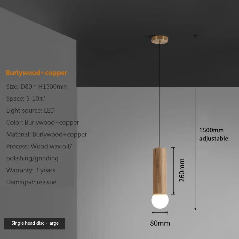suspension noyer lustre chinois barre tête lampes - vue 13 sur 13