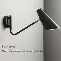 Applique murale rétro réglable interrupteur noir or led e27