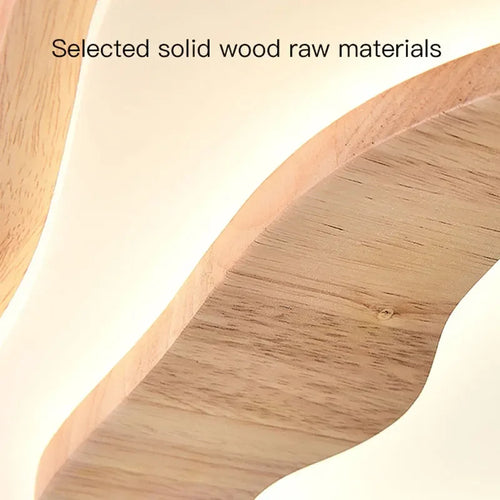 plafonnier led en bois design nordique avec télécommande - vue 6 sur 12