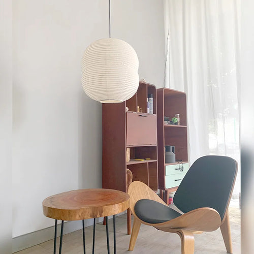 Suspension japonaise fait main en papier villa loft - vue 2 sur 5