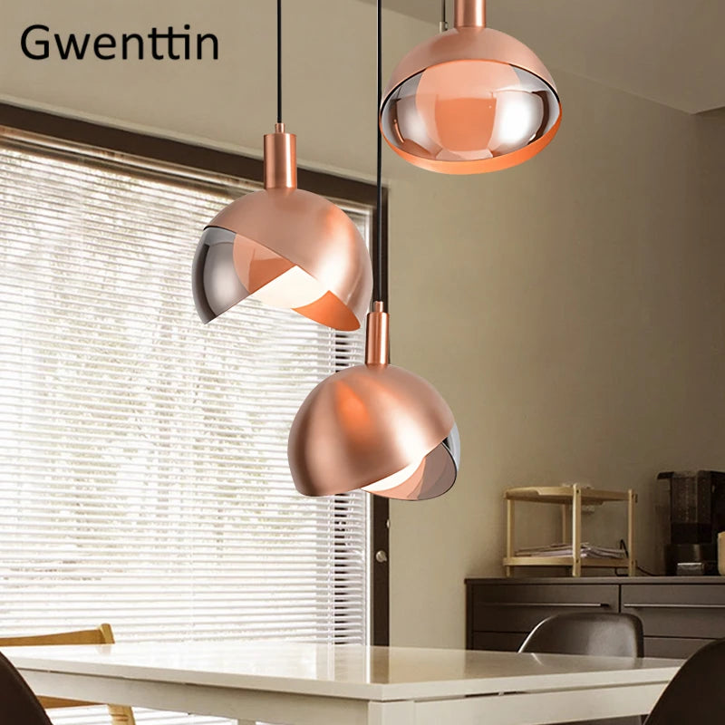 suspension moderne en or avec éclairage led décoratif - vue 4 sur 8