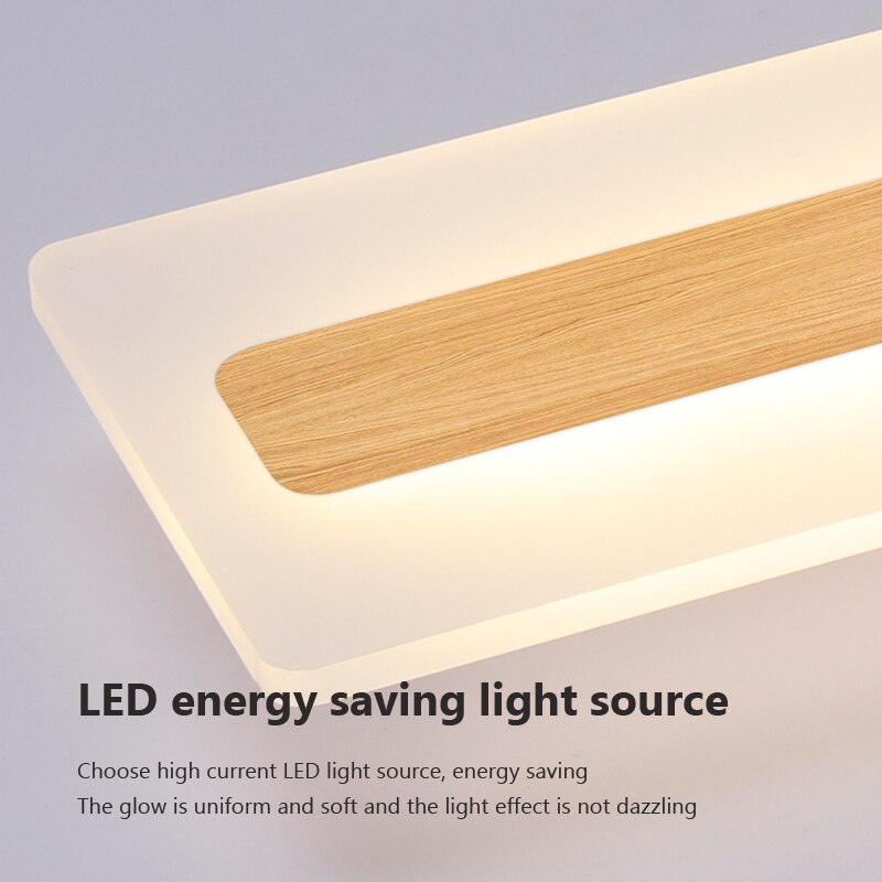 Plafonnier lumière led bois minimaliste déco entrée couloir vestiaire - vue 6 sur 16