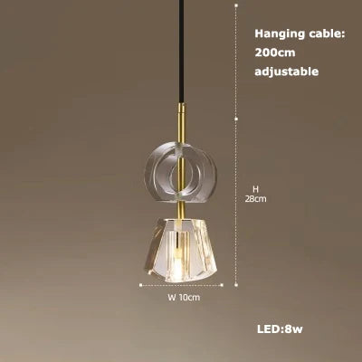 suspension en verre cristal art déco avec éclairage led - vue 9 sur 25