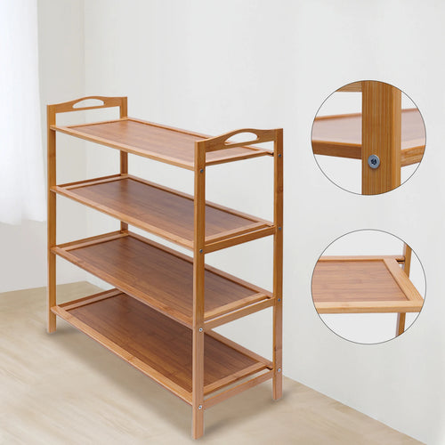 meuble à chaussures en bambou à 4 niveaux durable et pratique de rangement - vue 6 sur 5