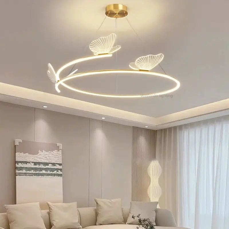 Lustre design LED rond en forme de papillon - vue 5 sur 9