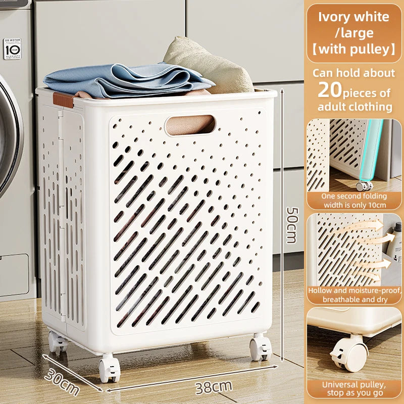 panier à linge pliable avec roulettes grande capacité multifonctionnel - vue 10 sur 14