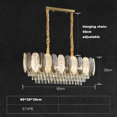lustre suspendu led art déco avec plumes blanches et grises - vue 8 sur 17