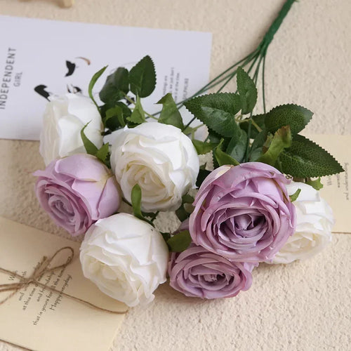 bouquet de roses artificielles en soie pour décoration élégante - vue 9 sur 17