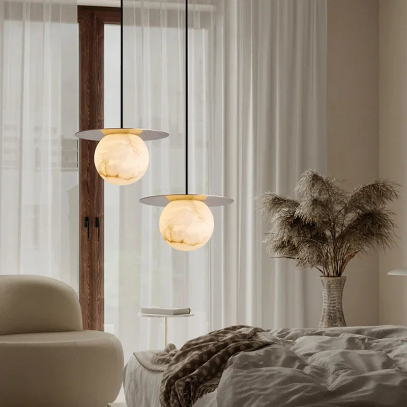 lustre nordique en marbre créatif design lumineux moderne - vue 3 sur 7