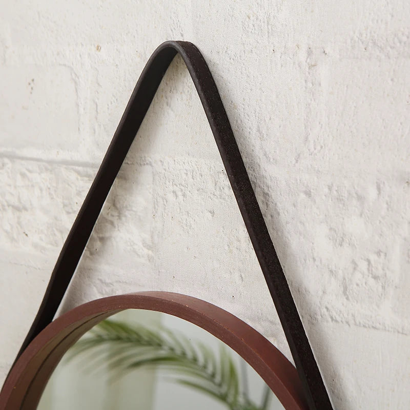 miroirs décoratifs ronds en bois rétro pour décoration intérieure - vue 4 sur 7