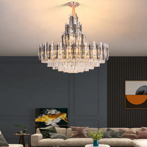 lustre suspendu en cristal à intensité variable design moderne - vue 4 sur 11