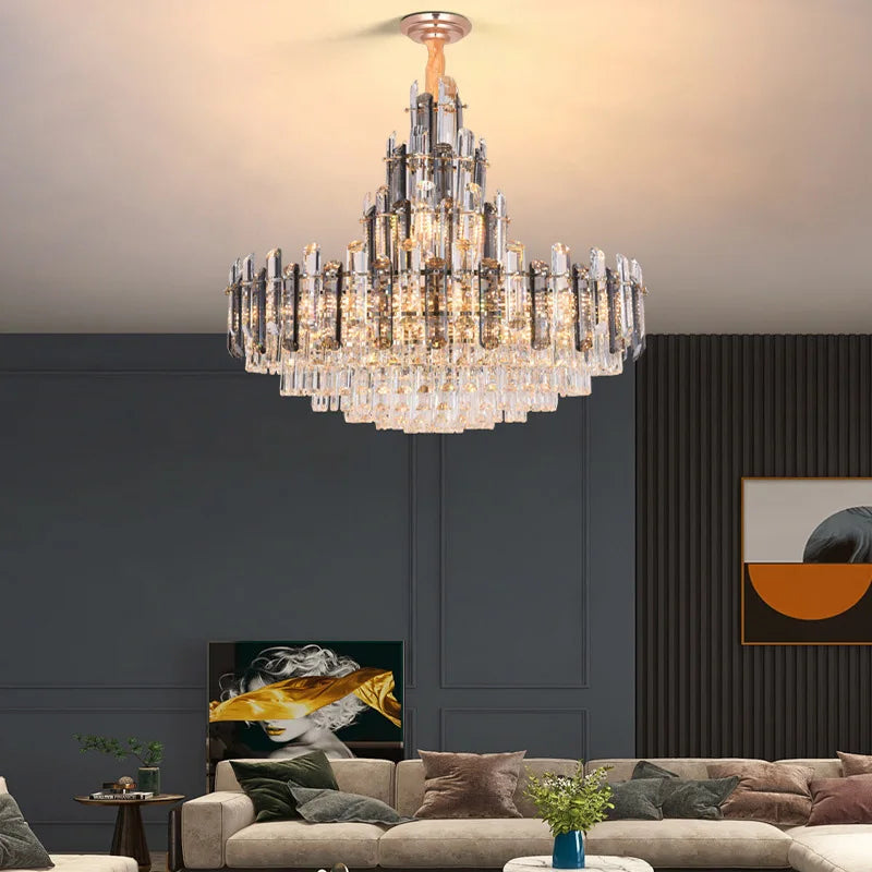 lustre suspendu en cristal à intensité variable design moderne - vue 3 sur 11