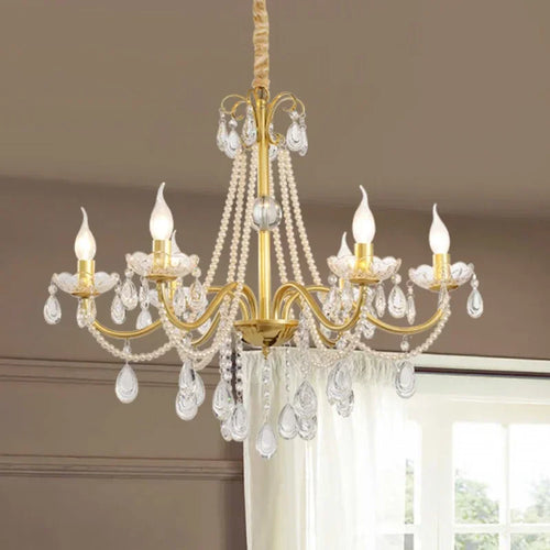 lustre en cristal luxe avec simulation de bougie led - vue 6 sur 7