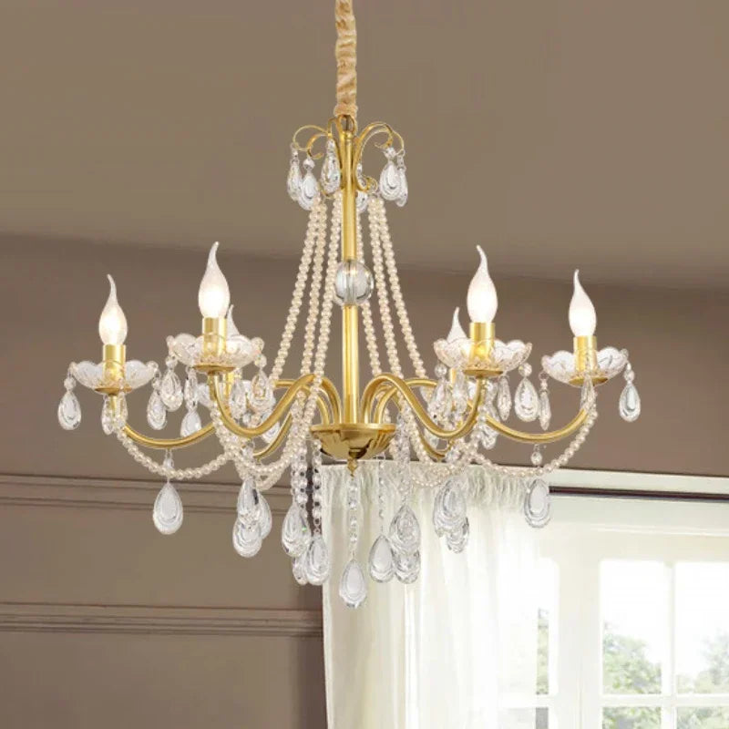 lustre en cristal luxe avec simulation de bougie led - vue 5 sur 7