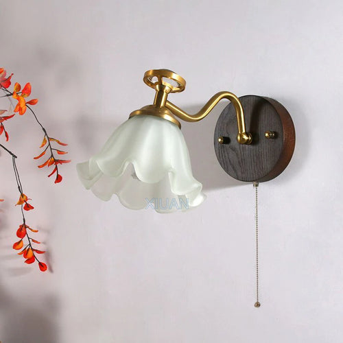 applique murale en verre design fleur wabi-sabi en bois massif - vue 7 sur 21