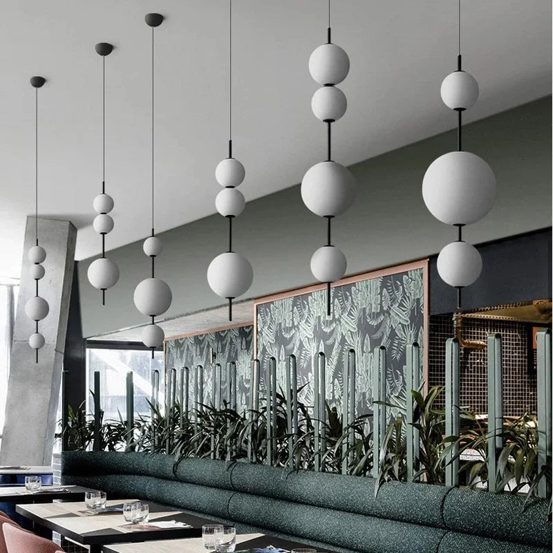 Modern minimalist restaurant chandelier, living room decoration Nordic white glass kitchen island, bedroom lighting chandelier - vue 1 sur 9