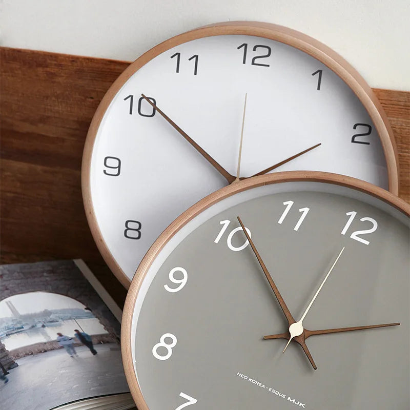 horloge murale en bois et verre design nordique élégant et simple - vue 3 sur 7