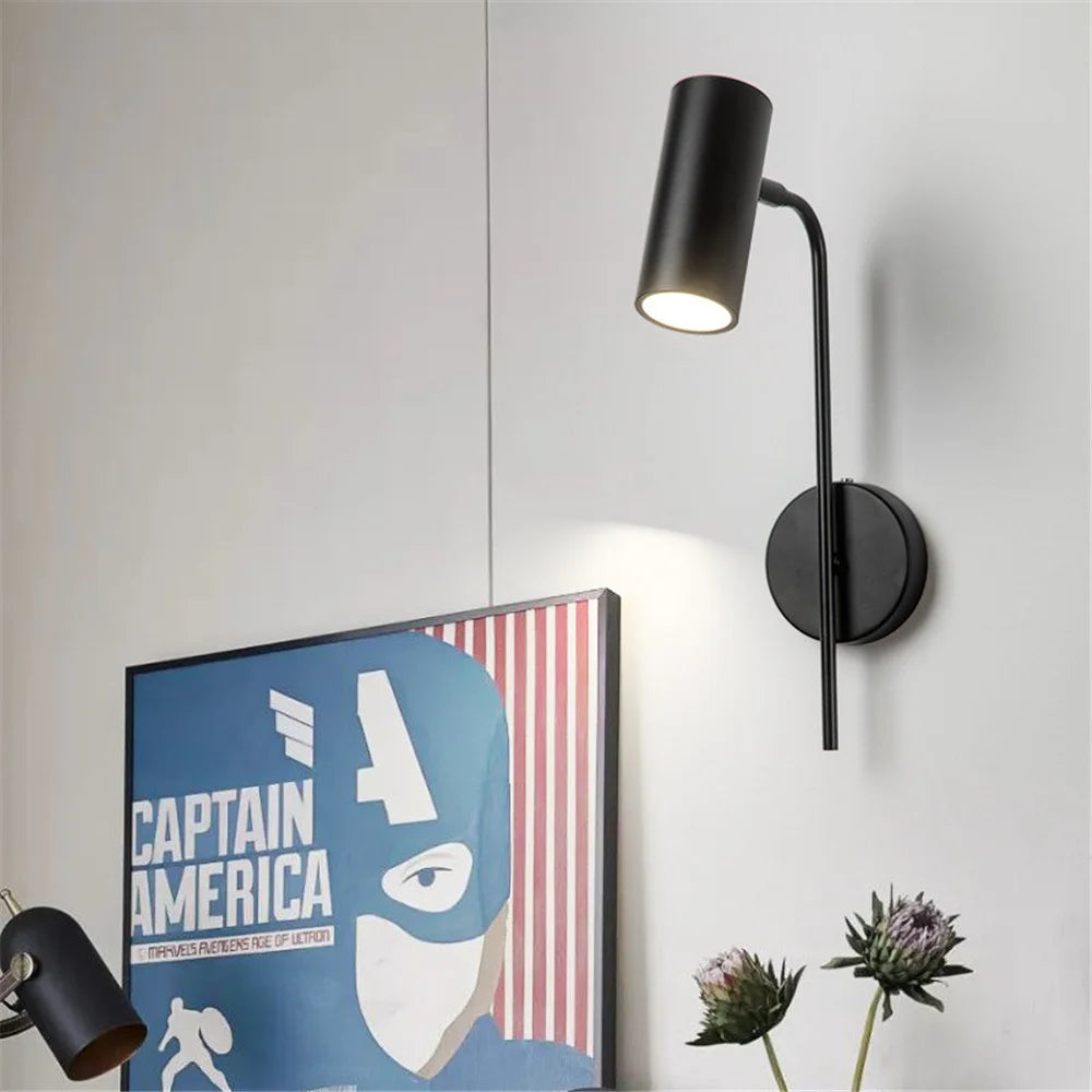 applique murale moderne rotative led avec long pôle interrupteur - vue 5 sur 10