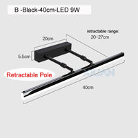 lampe frontale à miroir rétractable pour toilettes