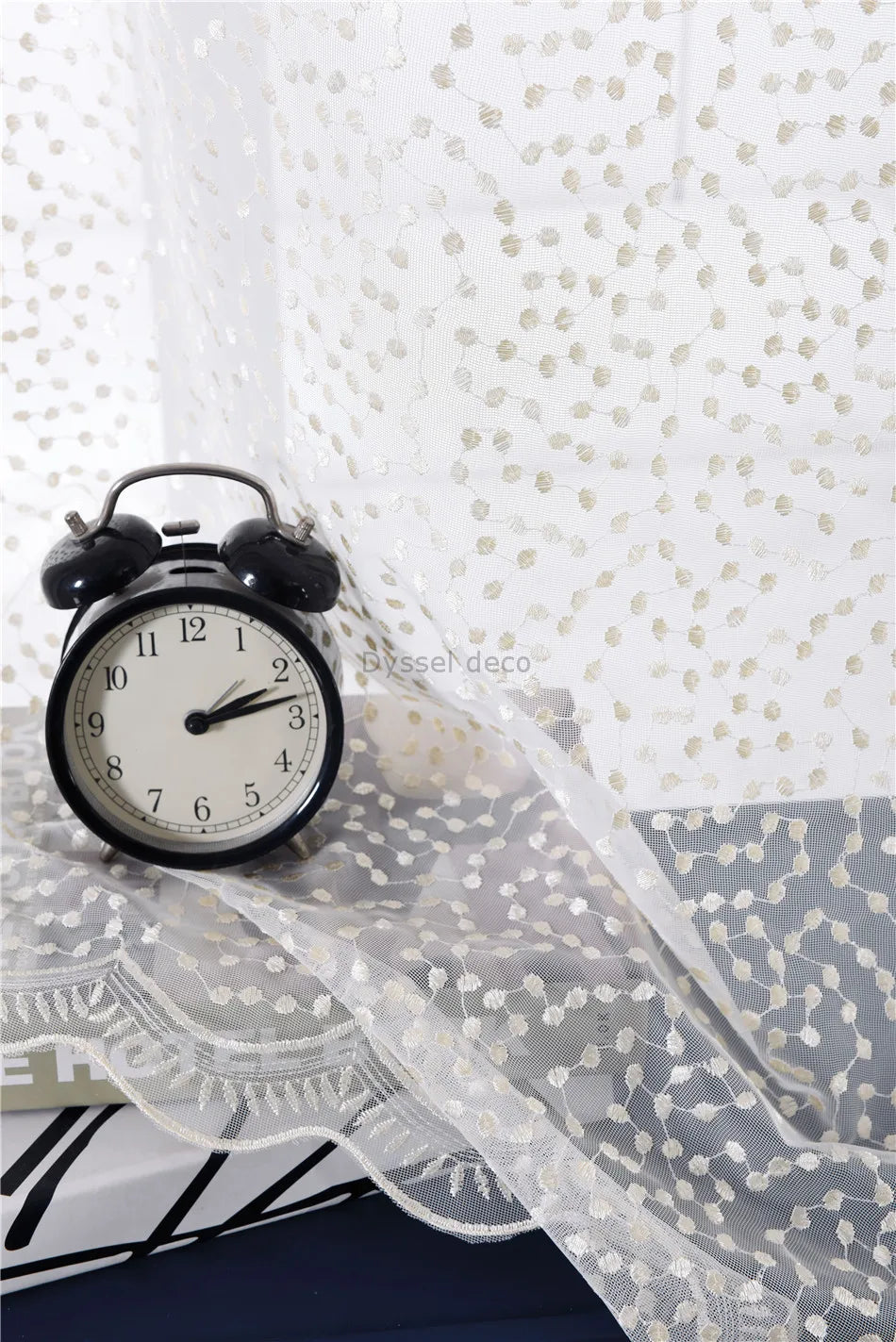 Rideau tulle brodé fleurs style européen salon chambre - vue 6 sur 8