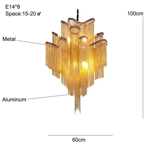 lustre à led pampilles industrielles éclairage intérieur décoration moderne - vue 12 sur 12