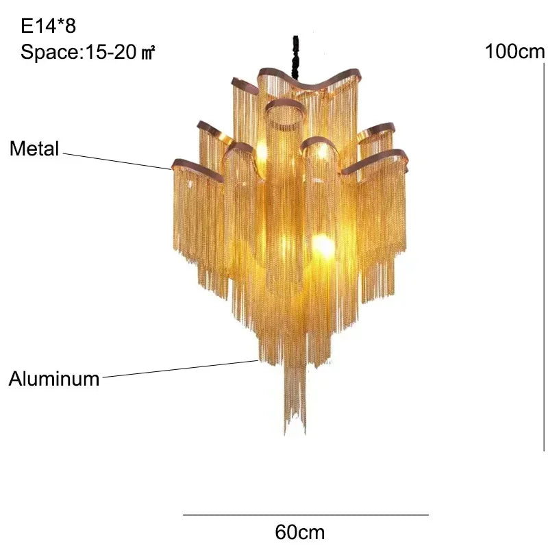 lustre à led pampilles industrielles éclairage intérieur décoration moderne - vue 12 sur 12