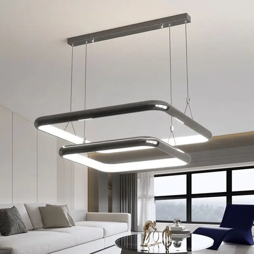 lustre moderne led suspension carrée perle pour maison - vue 3 sur 12