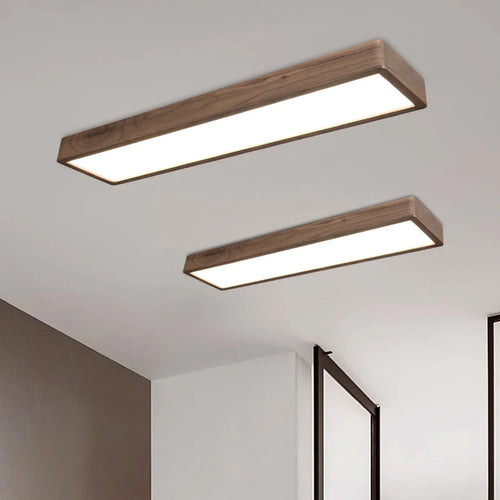 plafonnier carré à led moderne en bois pour intérieur - vue 3 sur 8