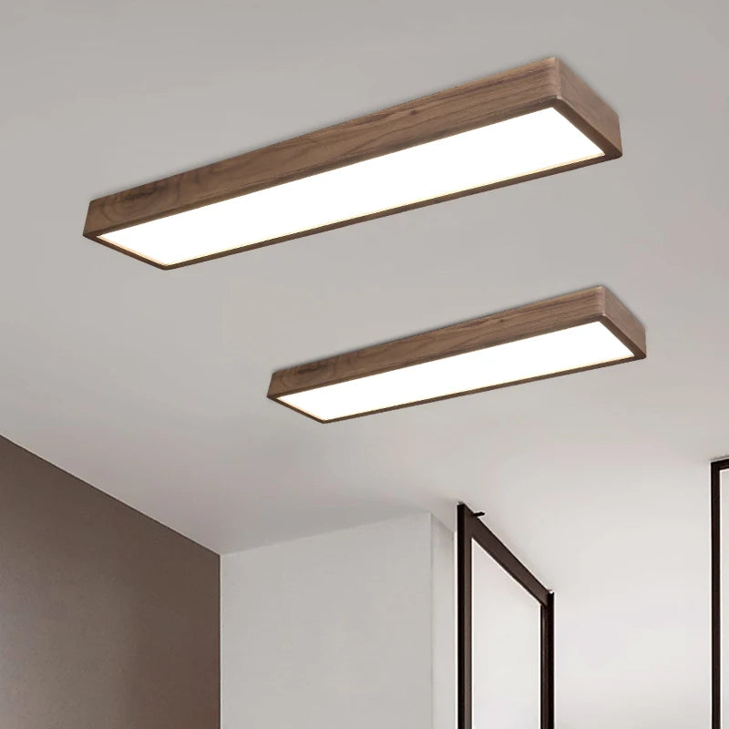 plafonnier carré à led moderne en bois pour intérieur - vue 2 sur 8
