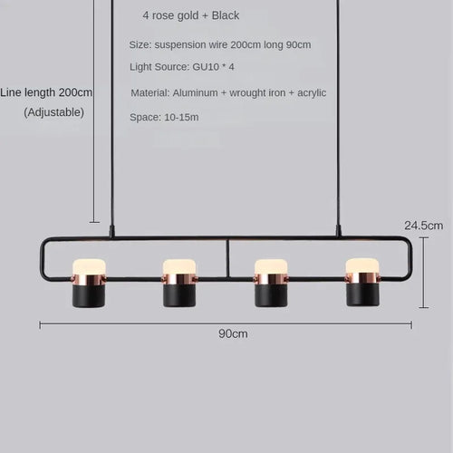 Nordic Designer Strip Restaurant Chandelier Minimalist Creative Bar Table Lamp, Bedroom Bedside Decoration Small GU10 Chandelier - vue 9 sur 14
