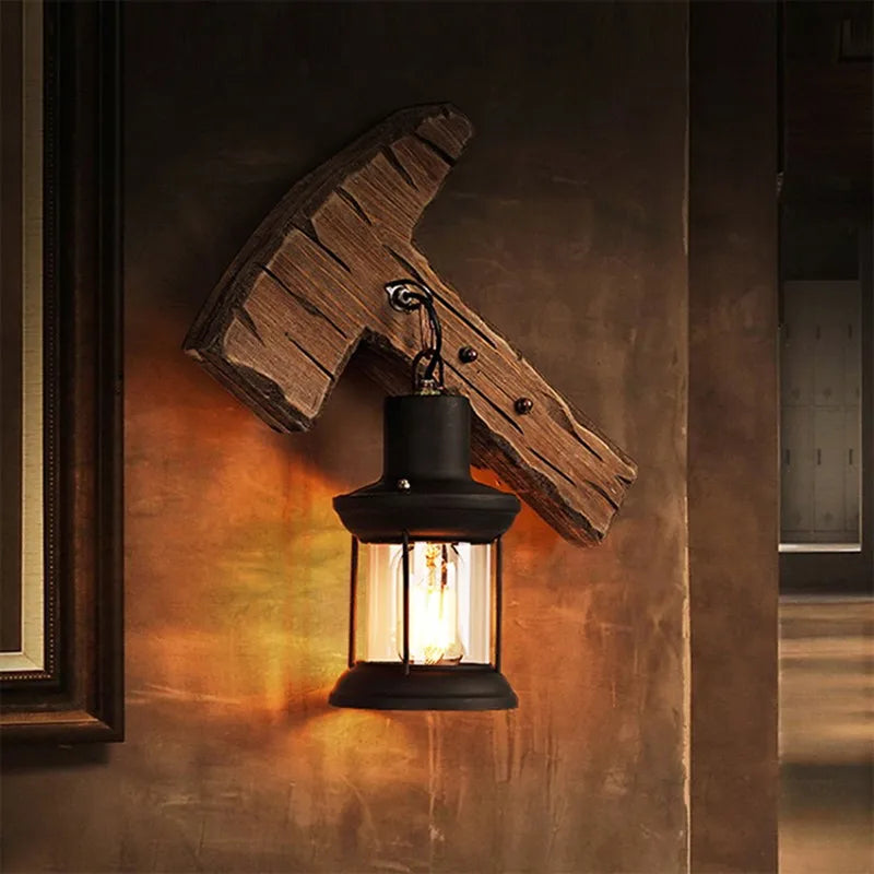 Applique murale LED industrielle rétro en bois - vue 5 sur 21